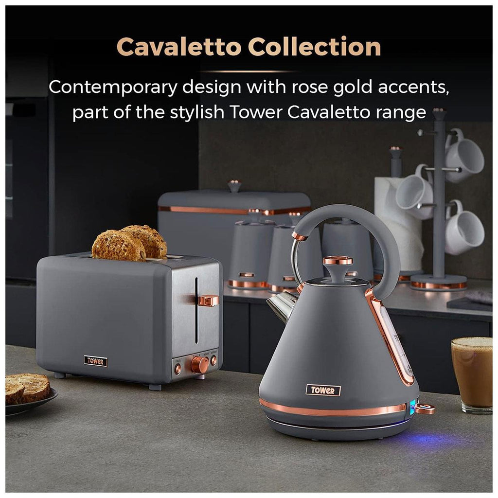 Tower Cavaletto 2 Slice Toaster Stainless Steel 850W - Grey & Rose Gold