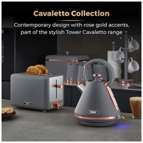 Tower Cavaletto 2 Slice Toaster Stainless Steel 850W - Grey & Rose Gold
