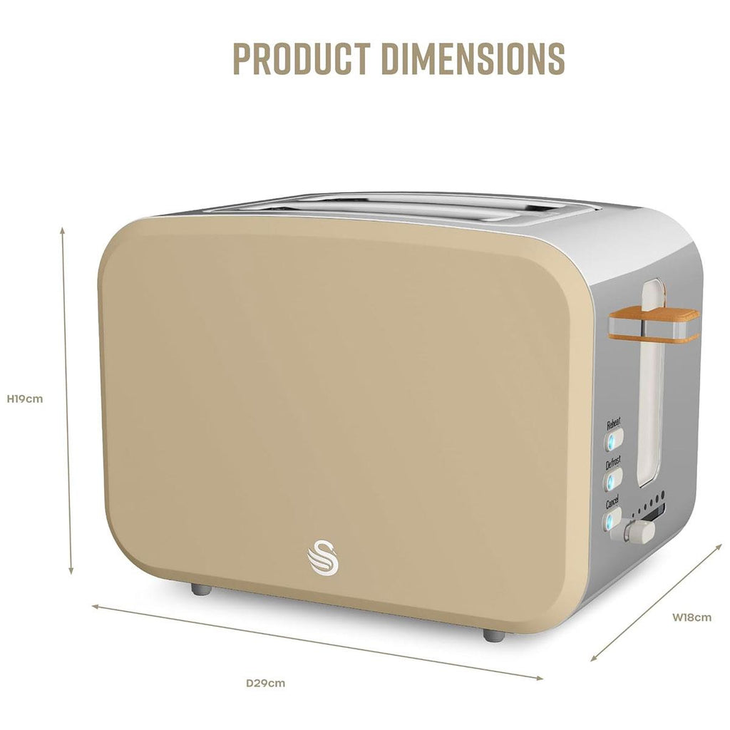 Swan Nordic Style 2 Slice Toaster With 6 Browning Levels 900W - Oatmeal