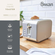 Swan Nordic Style 2 Slice Toaster With 6 Browning Levels 900W - Oatmeal