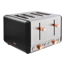 Tower Cavaletto 4 Slice Toaster Stainless Steel 1800W - Black & Rose Gold
