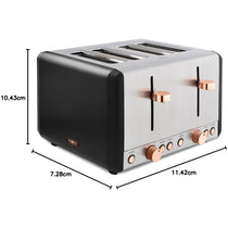 Tower Cavaletto 4 Slice Toaster Stainless Steel 1800W - Black & Rose Gold