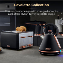 Tower Cavaletto 4 Slice Toaster Stainless Steel 1800W - Black & Rose Gold