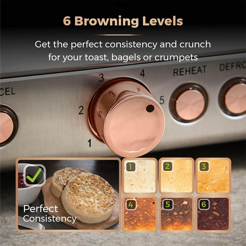 Tower Cavaletto 4 Slice Toaster Stainless Steel 1800W - Black & Rose Gold