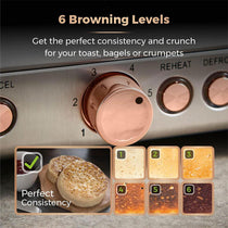 Tower Cavaletto 4 Slice Toaster Stainless Steel 1800W - Black & Rose Gold