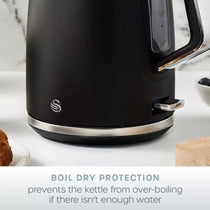Swan Serenity Electric Jug Kettle 3000W 1.7 Litre - Black