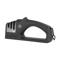 MasterChef Kitchen Knife Sharpener 3 Stage Sharpening System Coarse/Medium/Fine Soft Touch Handle Non Slip Base - Black