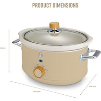 Swan Nordic Slow Cooker 3.5 Litres With Glass Lid & 3 Temperature Settings 200W - Oatmeal