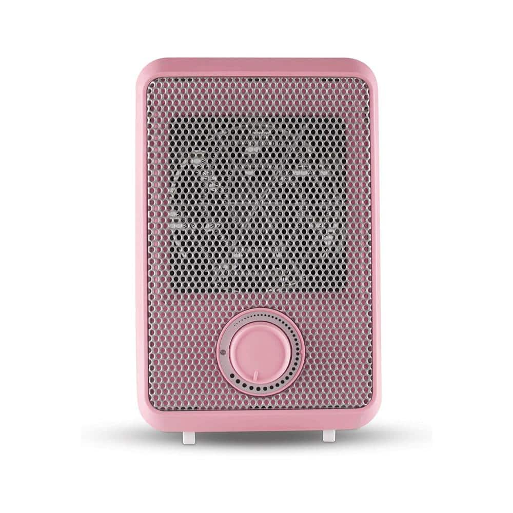 Tower 600W Colour Fan Heater With 3 Second Heating Technology Adjustable Thermostat Overheat Protection - Pink