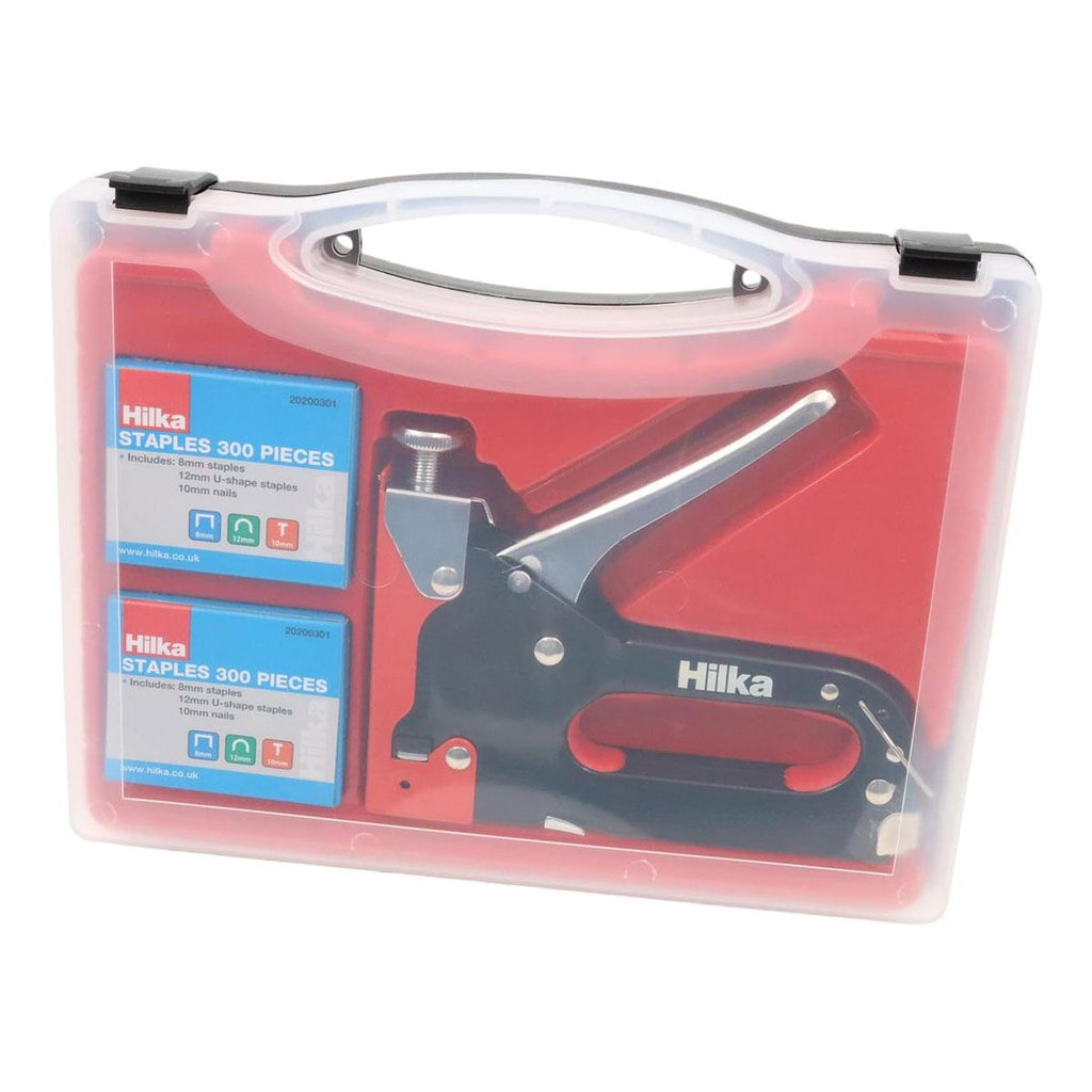 Hilka Tools 3 In 1 Staple Gun Kit With 600 Staples - Red