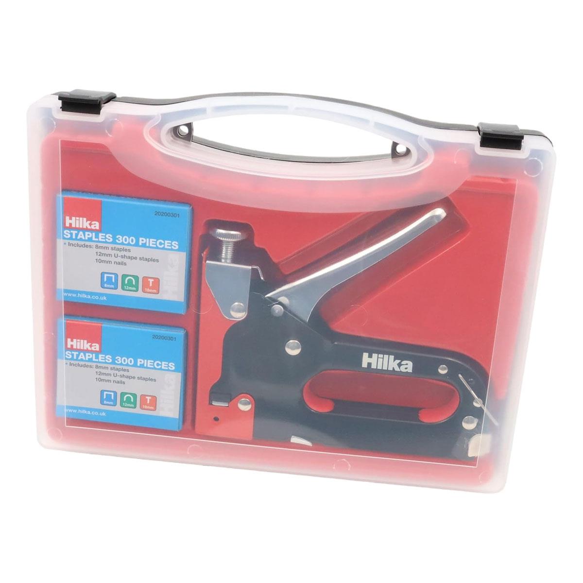 Hilka Tools 3 In 1 Staple Gun Kit With 600 Staples - Red