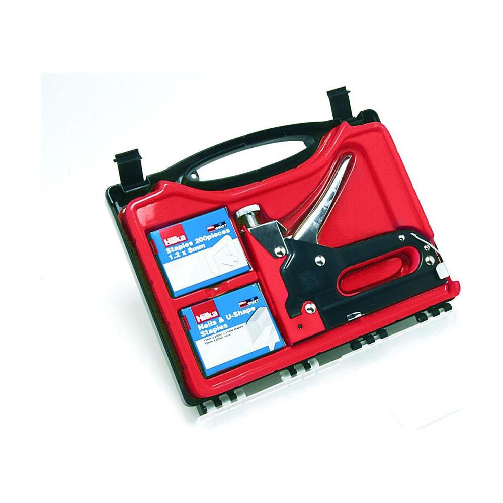 Hilka Tools 3 In 1 Staple Gun Kit With 600 Staples - Red