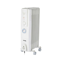 Warmlite 7 Fin Oil Filled Radiator With Adjustable Thermostat & 24 Hour Timer 1500W - White