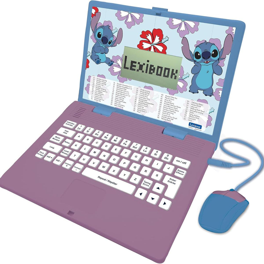 Lexibook Disney Stitch Bilingual Educational Laptop With 124 Activites - Purple/Blue