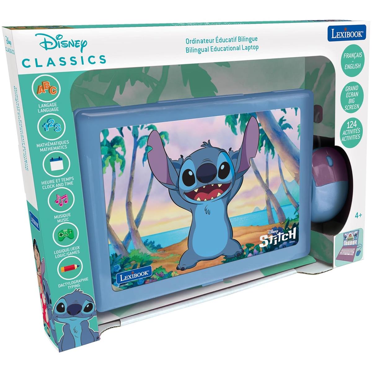 Lexibook Disney Stitch Bilingual Educational Laptop With 124 Activites - Purple/Blue