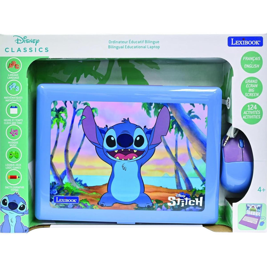 Lexibook Disney Stitch Bilingual Educational Laptop With 124 Activites - Purple/Blue