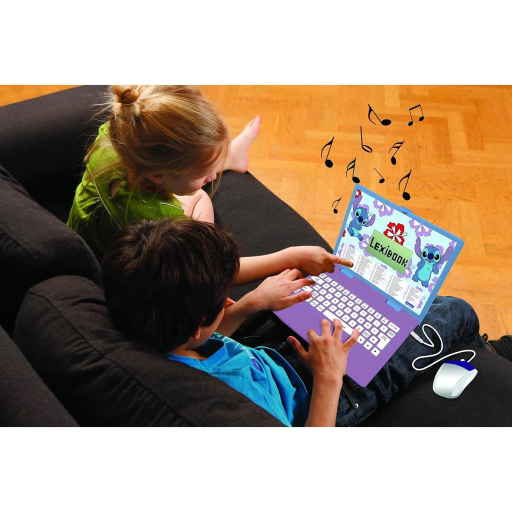 Lexibook Disney Stitch Bilingual Educational Laptop With 124 Activites - Purple/Blue