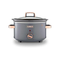 Tower Cavaletto 3.5 Litre Slow Cooker With 3 Heat Settings Removable Pot & Cool Touch Handles - Grey & Rose Gold