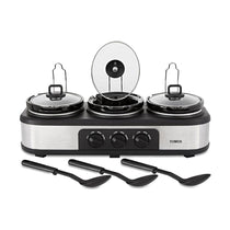 Tower Three Pot Slow Cooker With Independent Temperature Controls Stainless Steel 3 x 1.5 Litre - Black
