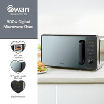 Swan Digital Microwave With 5 Power Levels 800W 20 Litre - Black