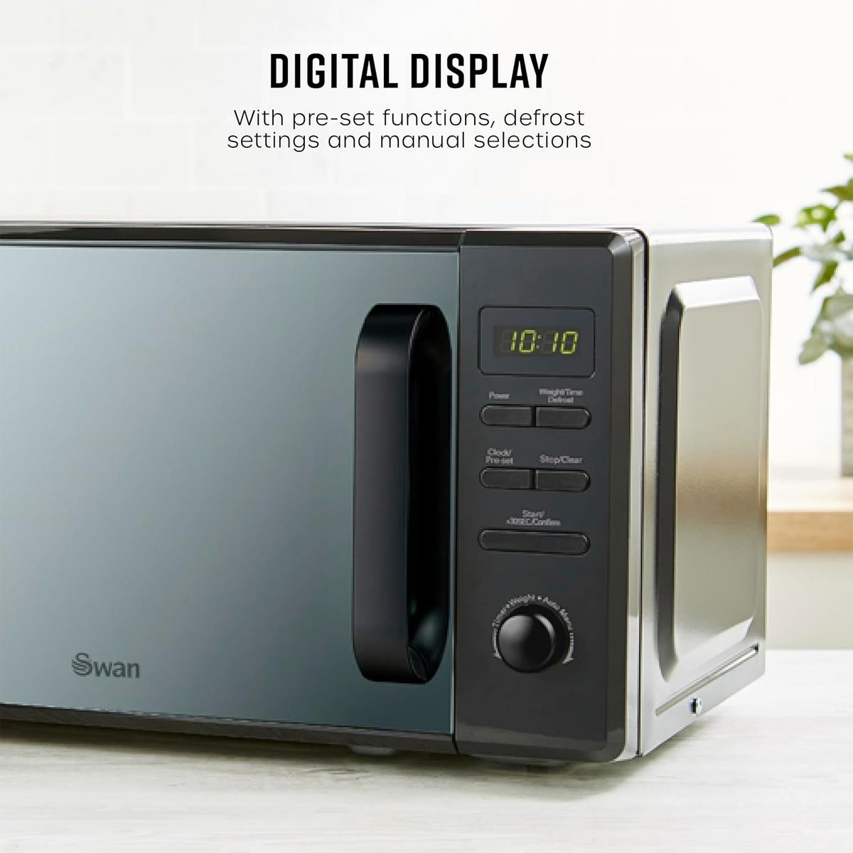 Swan Digital Microwave With 5 Power Levels 800W 20 Litre - Black