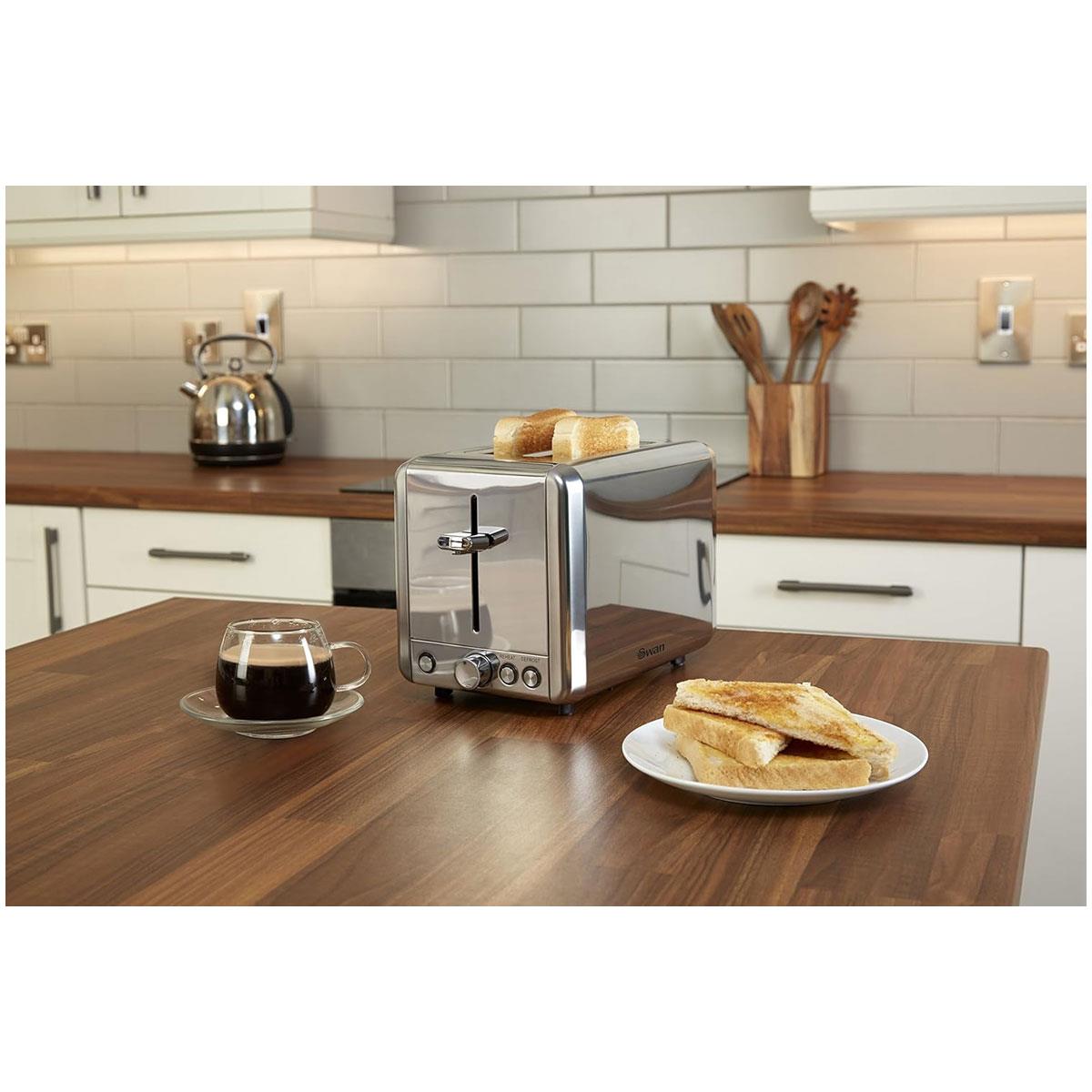 Swan Classic 2 Slice Toaster Polished Stainless Steel 925W - Silver