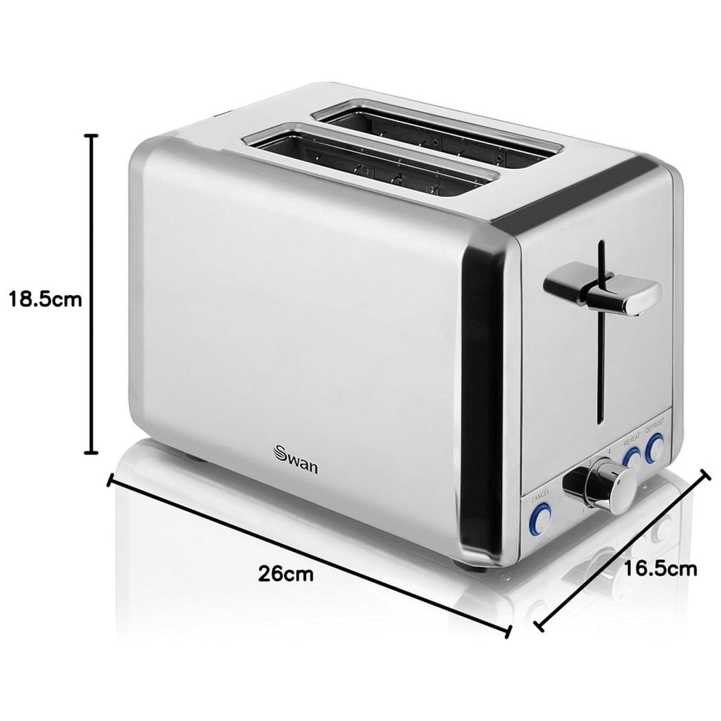 Swan Classic 2 Slice Toaster Polished Stainless Steel 925W - Silver