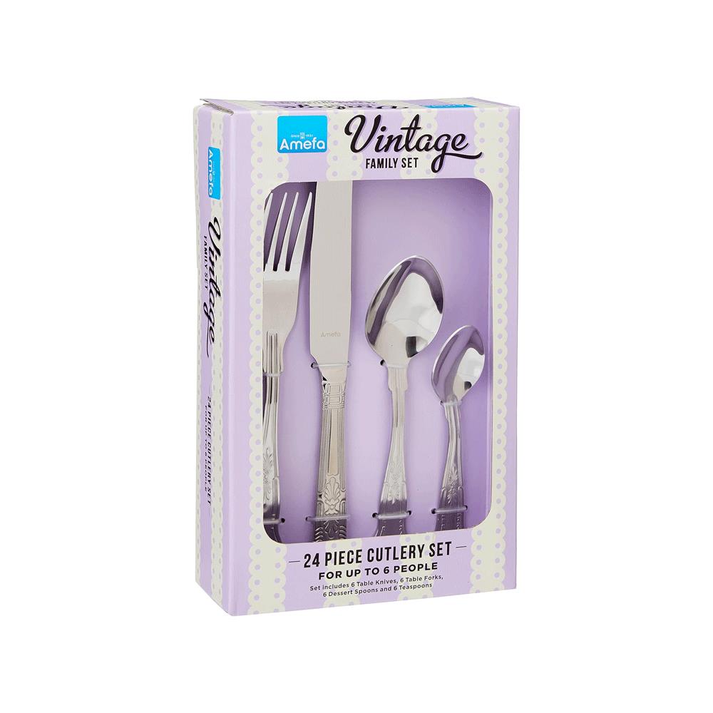Amefa Vintage Kings 24 Piece Cutlery Set Stainless Steel - Silver