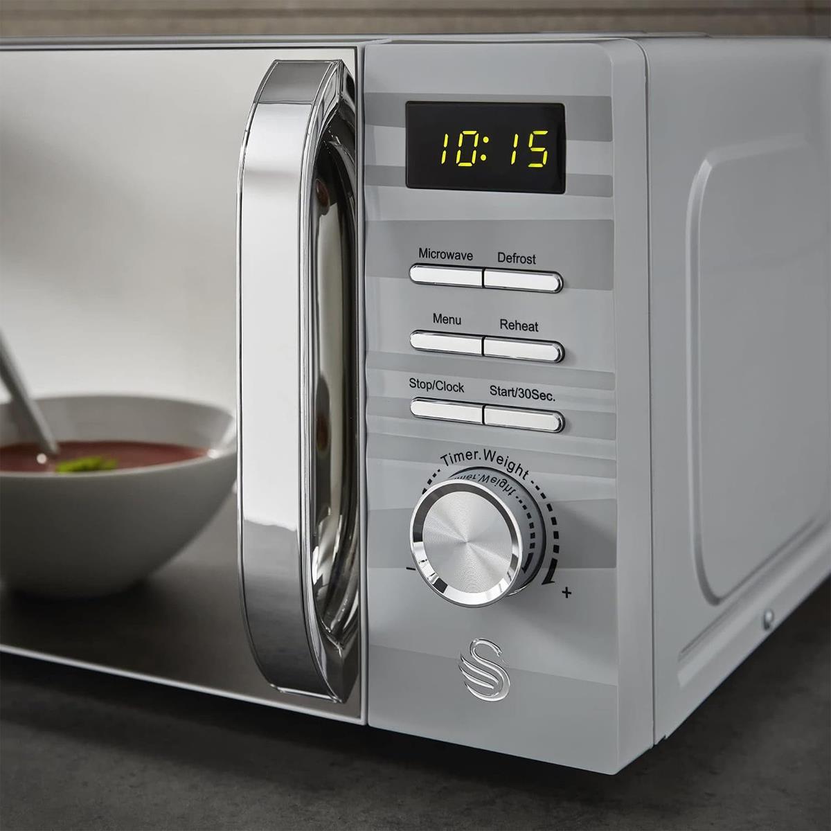 Swan Symphony LED Digital Microwave 5 Power Levels 700W 20 Litres - Grey