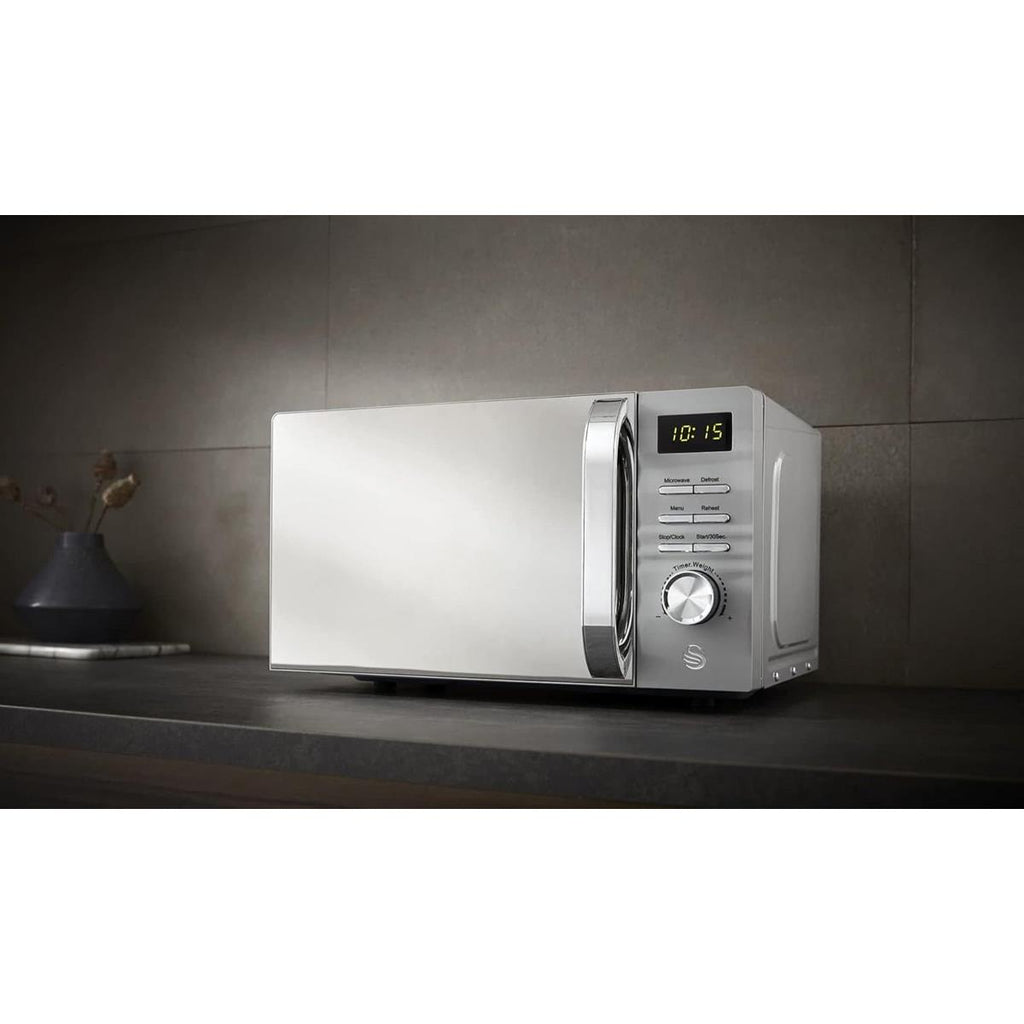 Swan Symphony LED Digital Microwave 5 Power Levels 700W 20 Litres - Grey