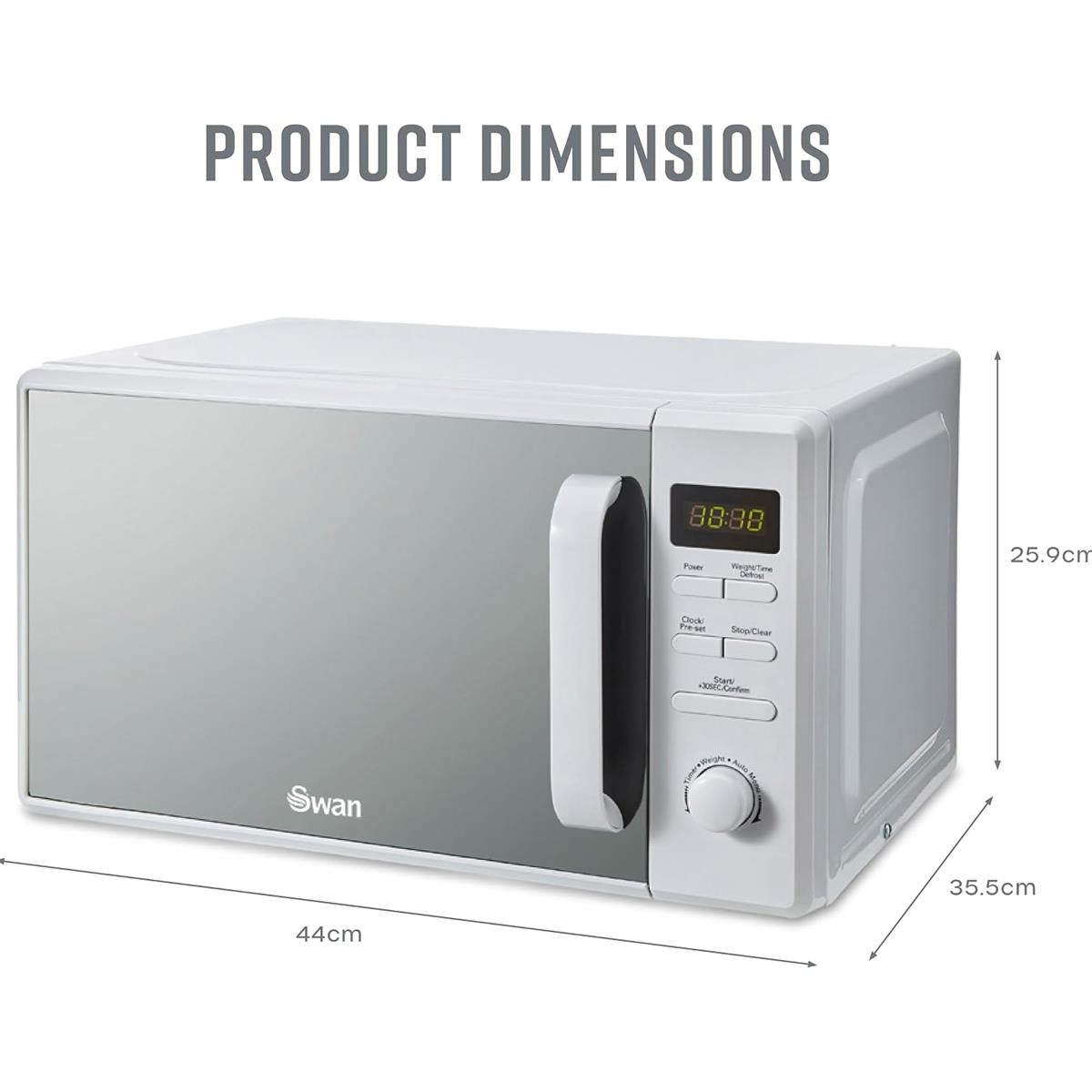 Swan Digital Microwave With 5 Power Levels 800W 20 Litres - White
