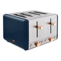 Tower Cavaletto 4 Slice Toaster Stainless Steel 1800W - Midnight Blue & Rose Gold