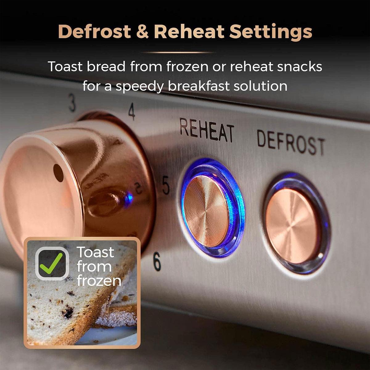 Tower Cavaletto 4 Slice Toaster Stainless Steel 1800W - Midnight Blue & Rose Gold