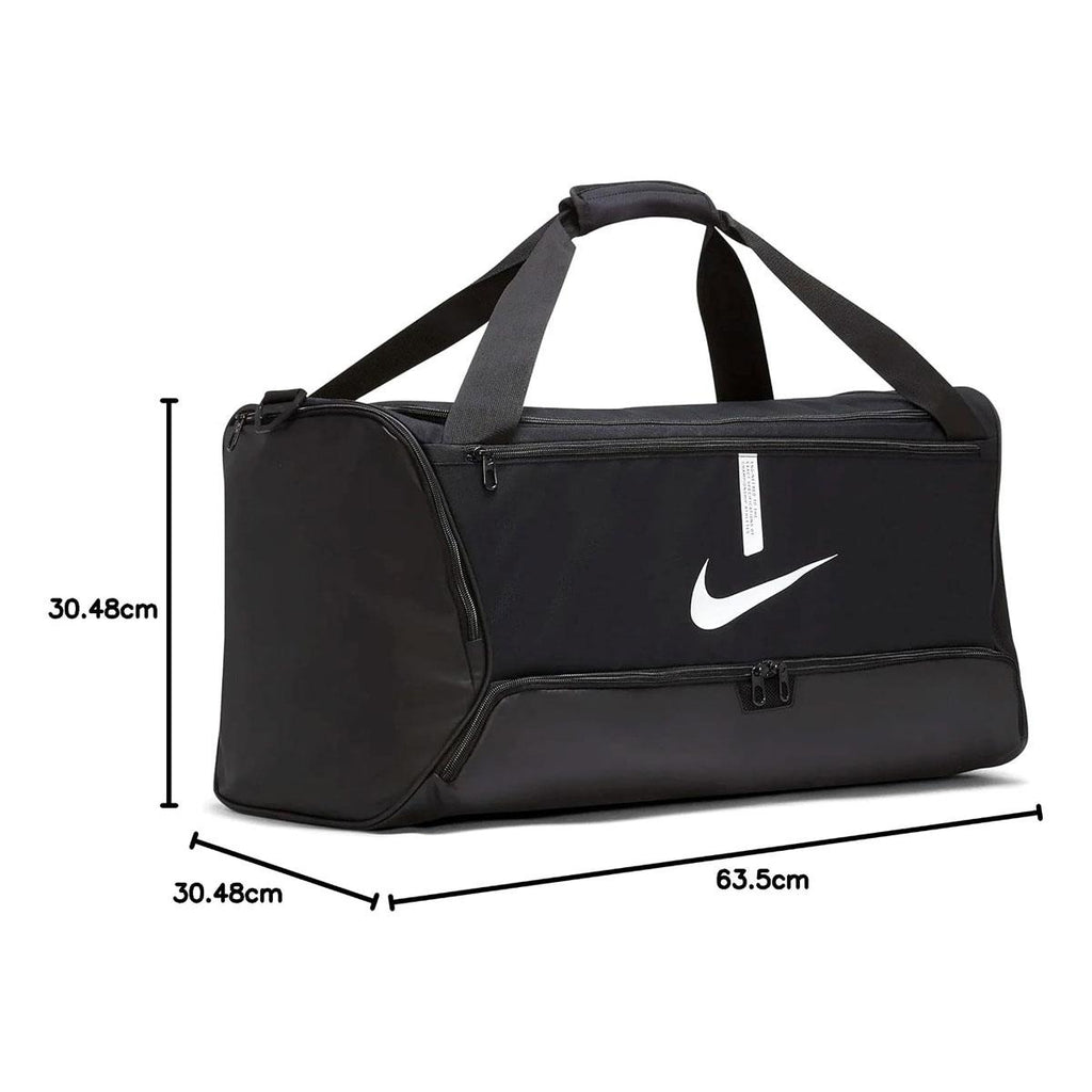 Nike Academy Team Football Duffel Bag Medium 60 Litre Capacity 64cm x 30cm x 30cm - Black