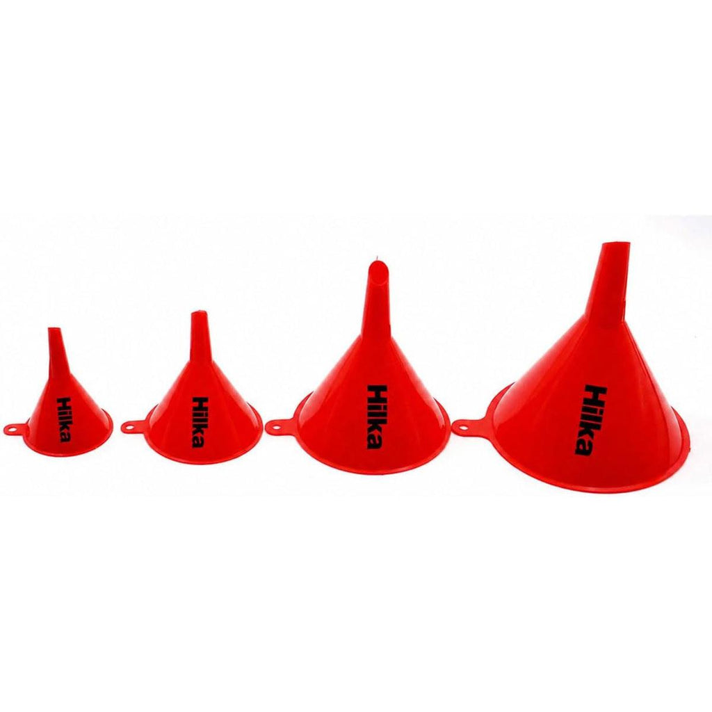 Hilka 4 Piece Funnel Set Plastic Pouring Funnels 55 To 125mm - Red