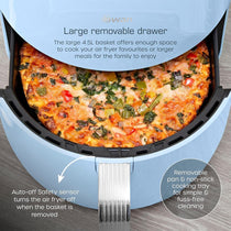 Swan Retro Digital Air Fryer 4.5 Litres With 8 Pre-Set Cooking Options Adjustable Temperature 1500W - Blue