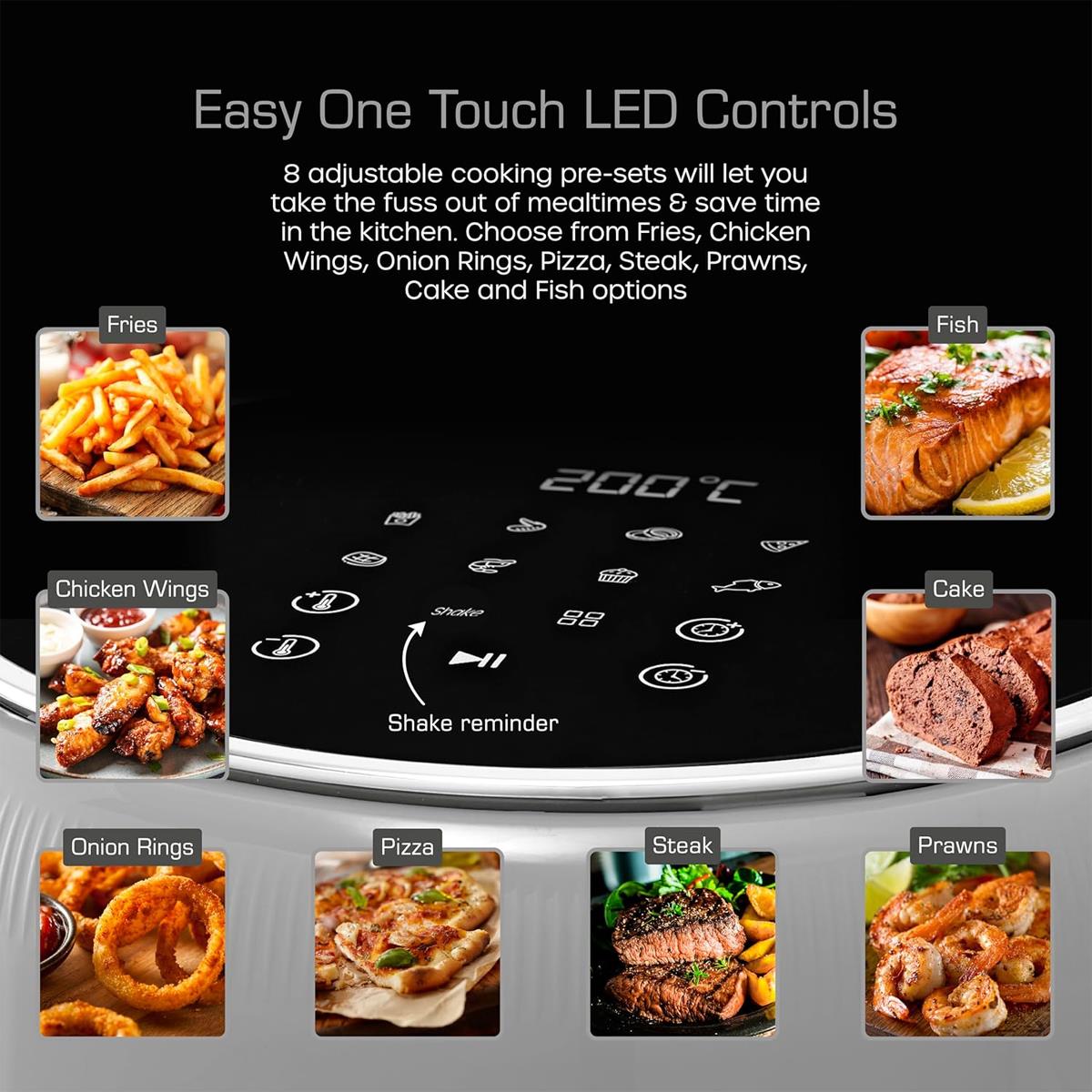 Swan Retro Digital Air Fryer 4.5 Litres With 8 Pre-Set Cooking Options Adjustable Temperature 1500W - Grey