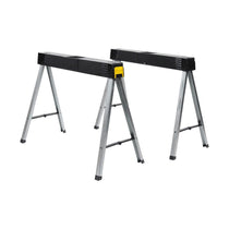 Stanley Folding Metal Sawhorse 340Kg Pair With Side Latch - Black/Aluminium