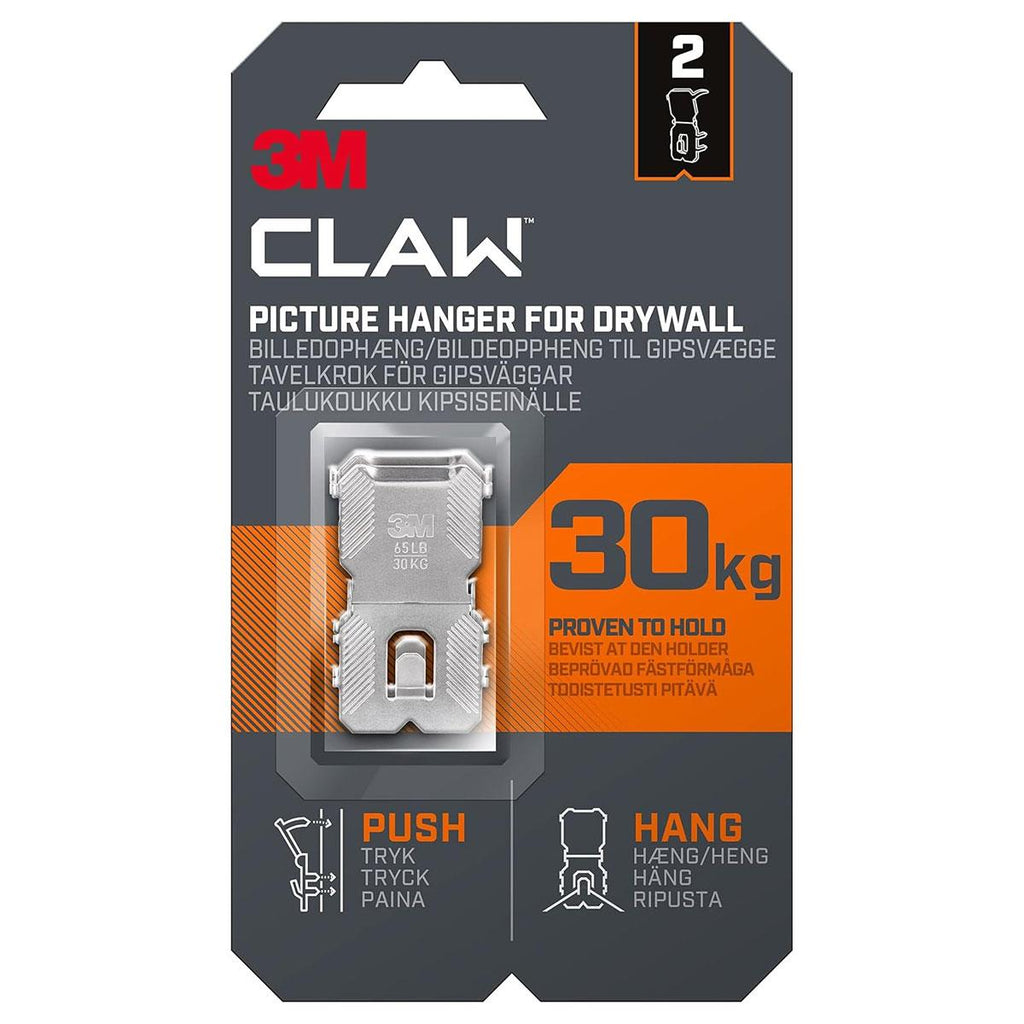 3M CLAW Drywall Picture Hanger Holds Up To 30kg Pack of 2