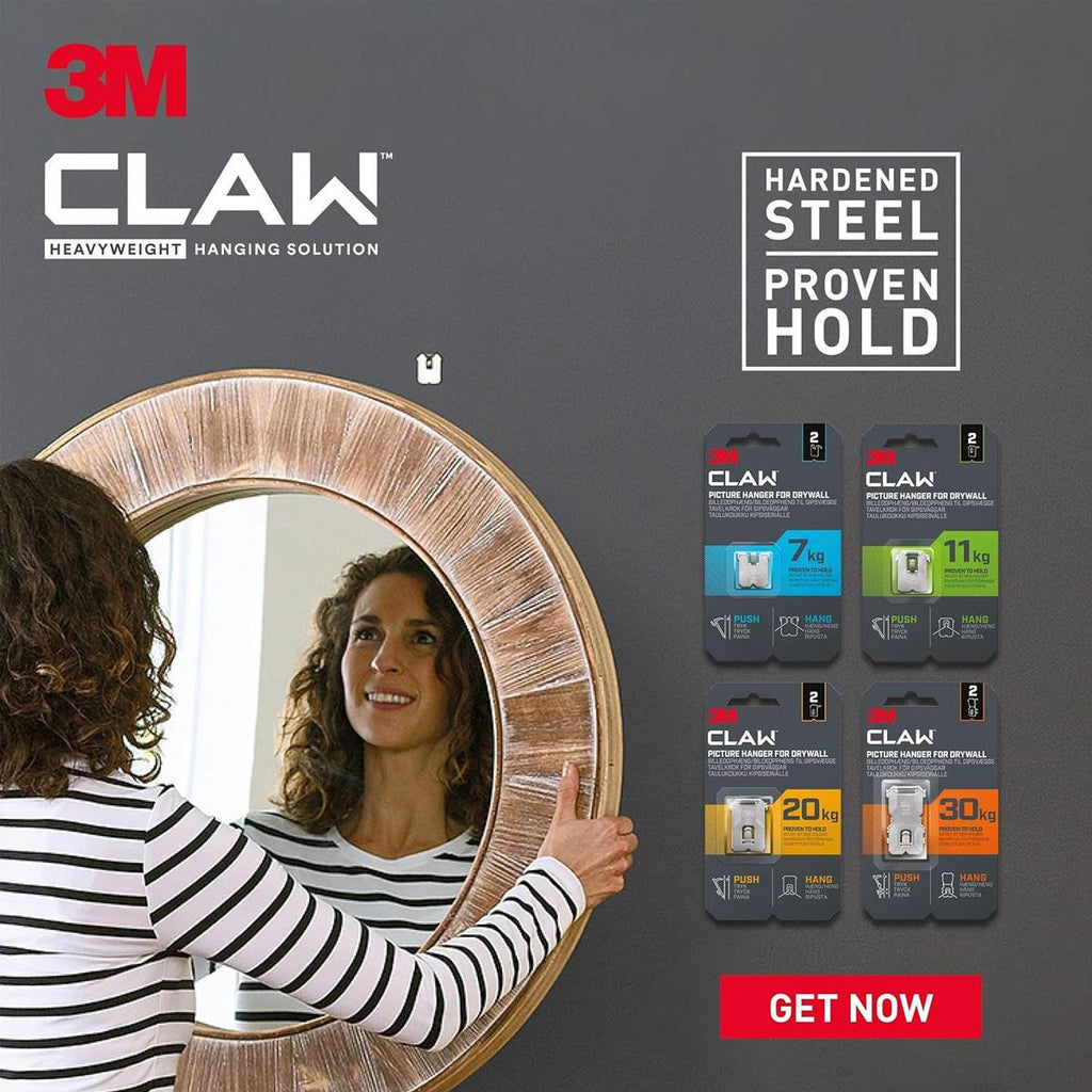 3M CLAW Drywall Picture Hanger Holds Up To 7kg Pack of 2