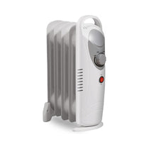 Daewoo 5 Fins Oil Filled Radiators 650W Mini Adjustable Thermostat & Carry Handle - White