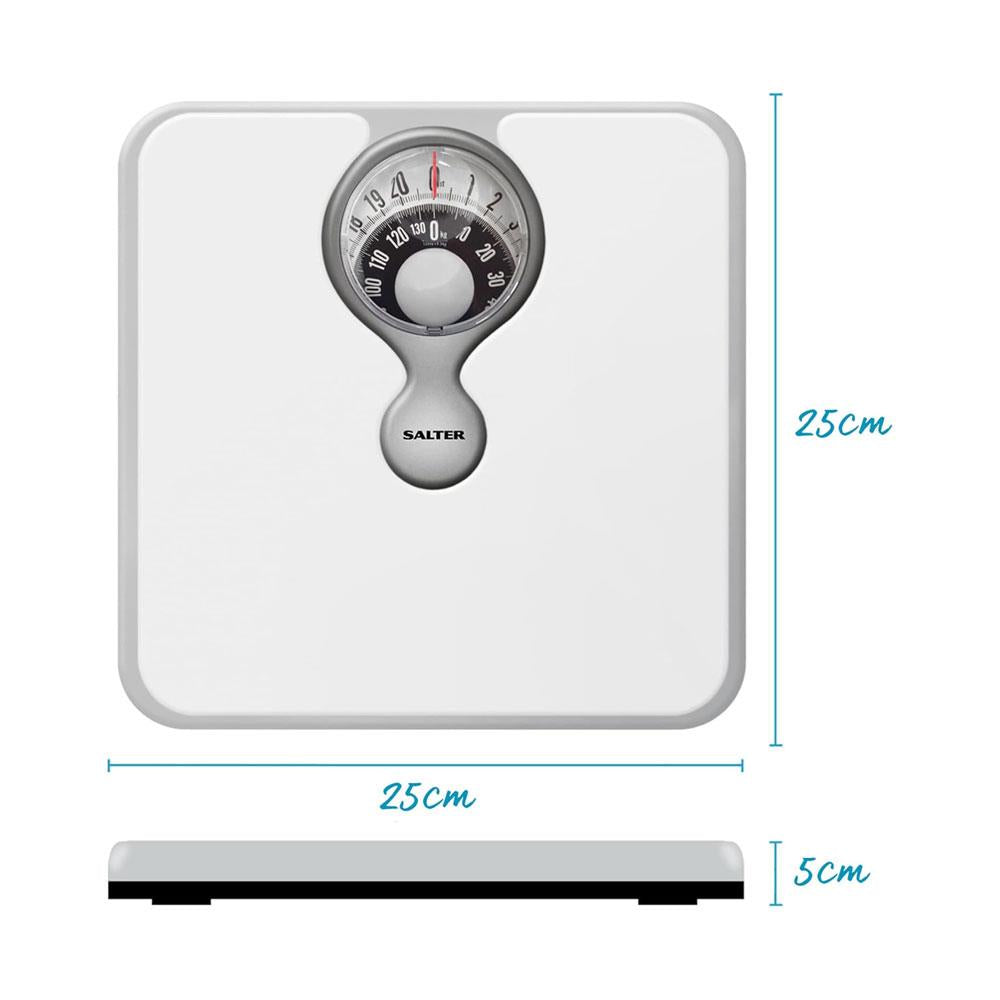 Salter 484 WHDR Mechanical Bathroom Scale With Magnifying Lens 133kg Capacity - White