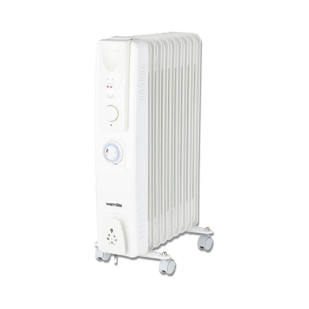 Warmlite 9 Fin Oil Filled Radiator 2000W With 3 Heat Settings & 24hr Timer - White