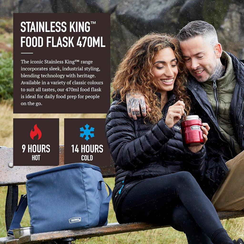 Thermos Stainless King Hot And Cold Travel Food Flask 470ml - Black