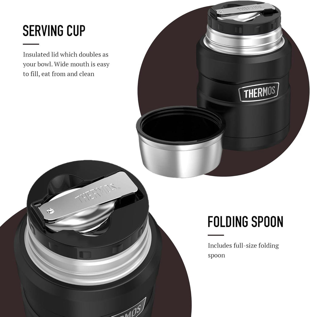 Thermos Stainless King Hot And Cold Travel Food Flask 470ml - Black
