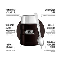 Thermos Stainless King Hot And Cold Travel Food Flask 470ml - Black