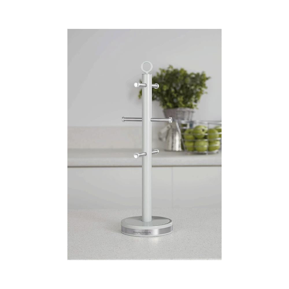 Morphy Richards Dune 6 Cup Mug Tree Stainless Steel With Anti Slip Weighted Base - Sage Green