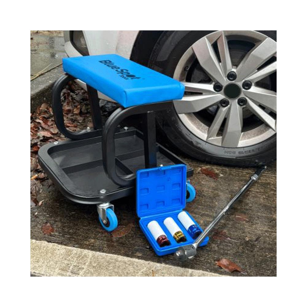 Blue Spot Tools Mechanics Creeper Stool 150Kg Capacity - Blue