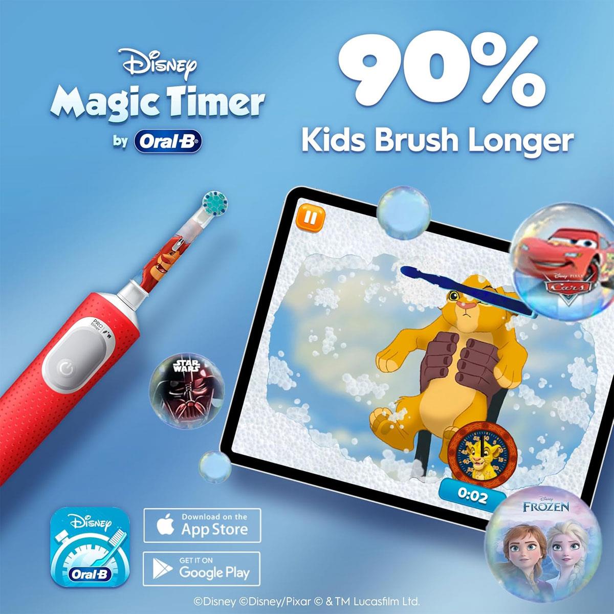 Oral-B Disney The Lion King Pro Kids Electric Toothbrush With 3 Cleaning Modes 1 Round Brush Head & 4 Stickers Charger - Red D12KIDSPROLIO