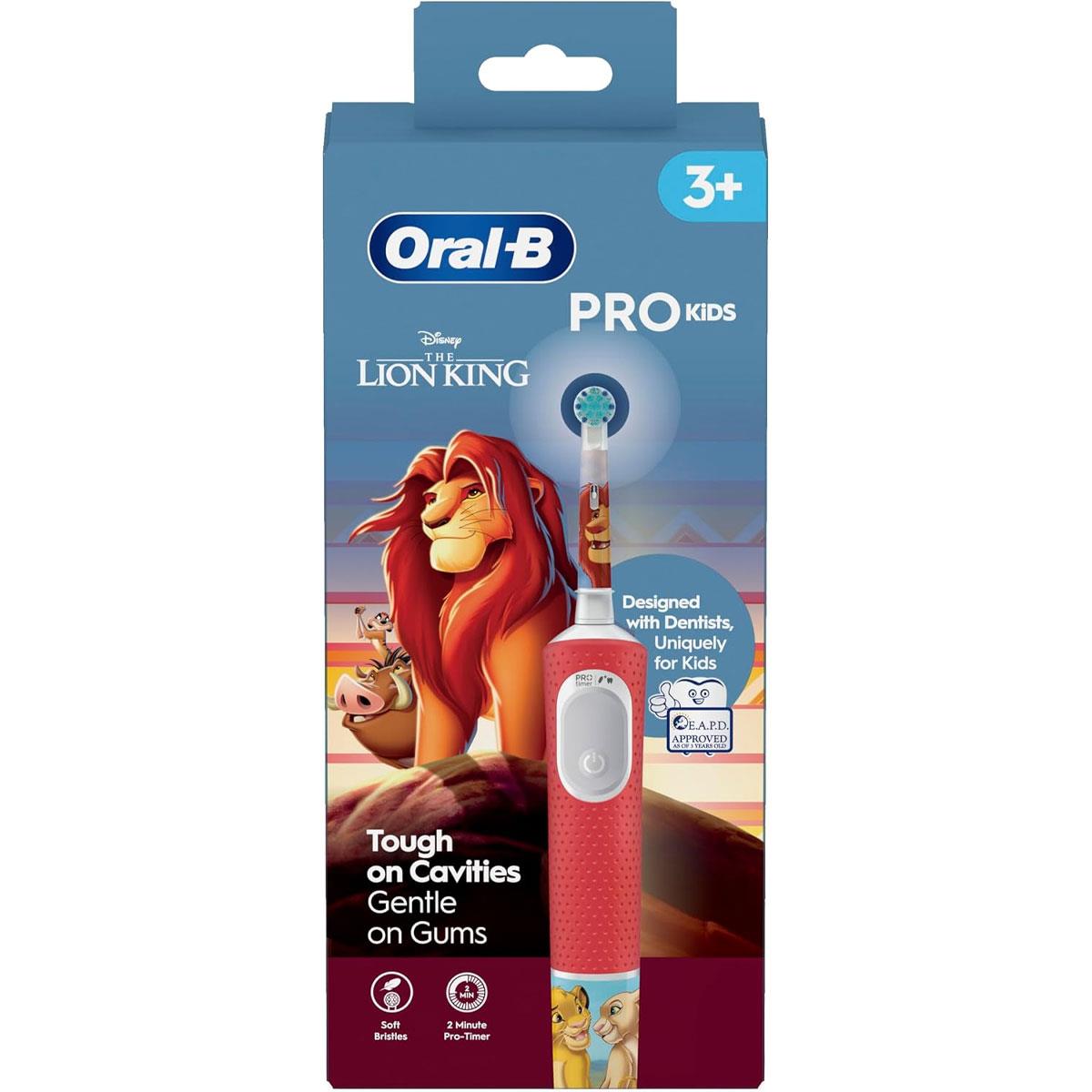 Oral-B Disney The Lion King Pro Kids Electric Toothbrush With 3 Cleaning Modes 1 Round Brush Head & 4 Stickers Charger - Red D12KIDSPROLIO